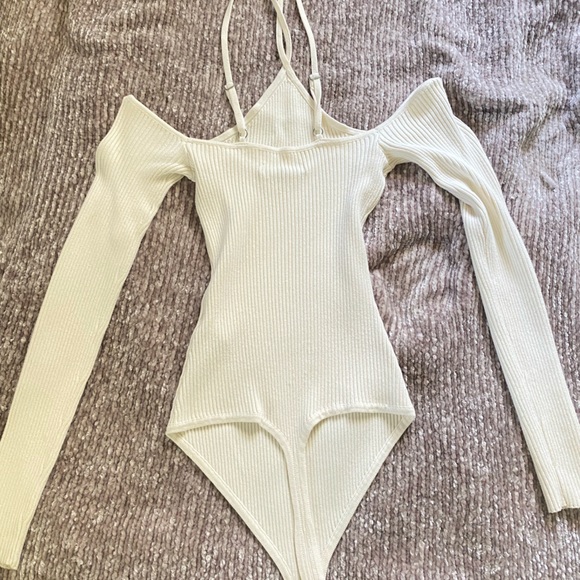 Abercrombie White Long Sleeve Sweater Bodysuit - Picture 3 of 3